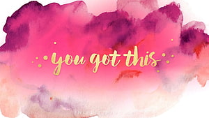 Inspirational Watercolor Quote with Gold Lettering on Pink and Purple Background HD wallpaper