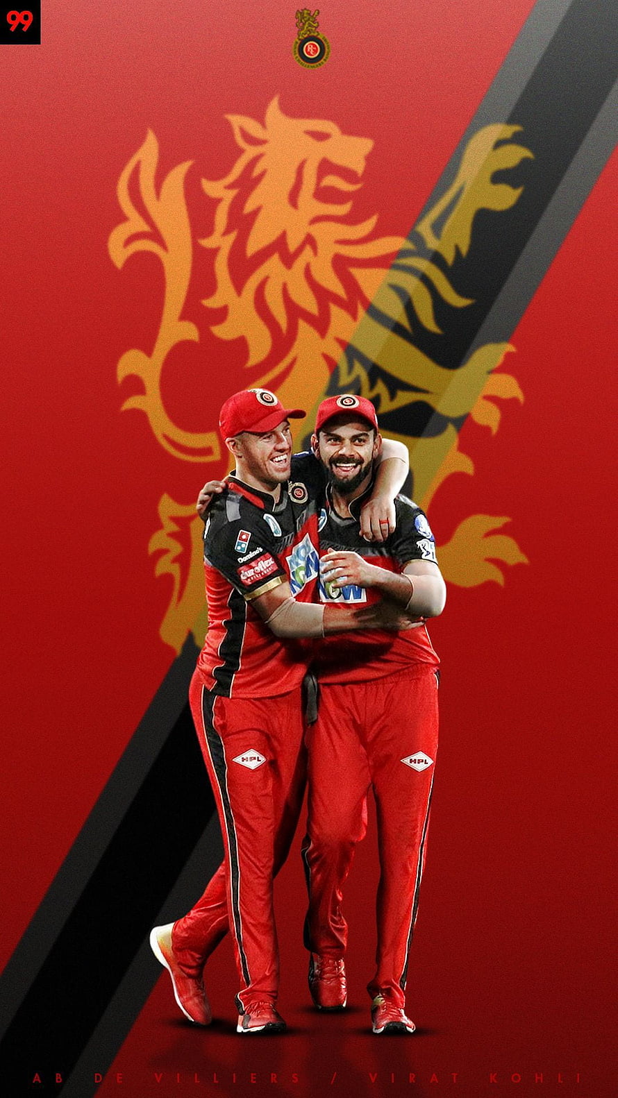 AB de Villiers and Virat Kohli Celebrating in Royal Challengers Bangalore Red Kit HD phone wallpaper