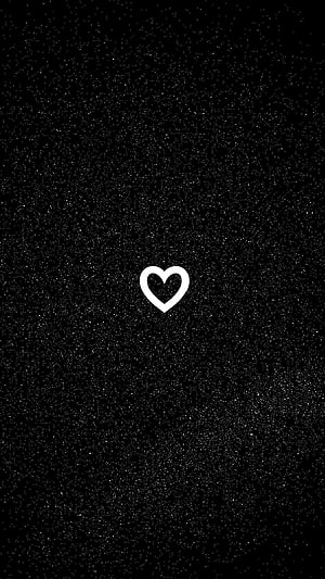 Minimalist White Heart Outline on Dark Starry Night Sky Background HD phone wallpaper