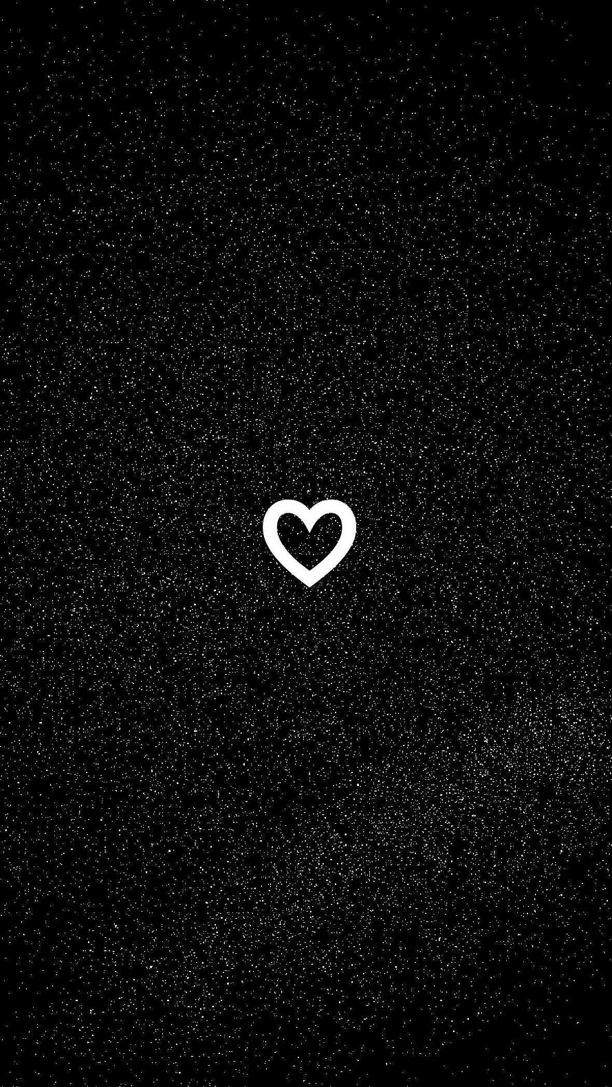 Minimalist White Heart Outline on Dark Starry Night Sky Background HD phone wallpaper