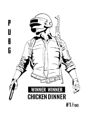 PUBG Soldier Line Art Sketch with Helmet and Pistol HD phone wallpaper