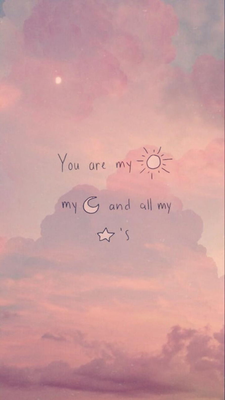 Romantic Sky Quote With Handwritten Sun Moon And Star Doodles HD phone wallpaper