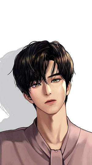 Suho Lee Korean Anime Male Character Portrait with Dark Hair and Green Eyes HD phone wallpaper