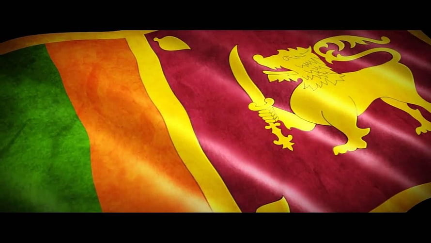 Sri Lanka National Flag with Golden Lion Emblem on Maroon Background HD wallpaper