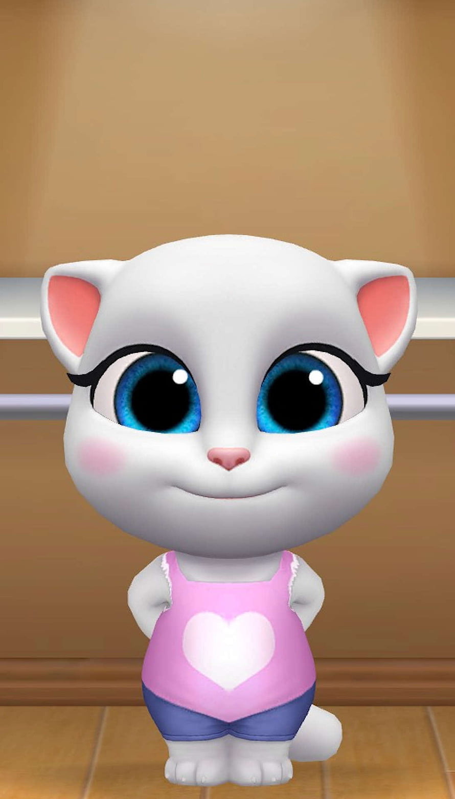 Angela from My Talking Tom Friends in a pink heart top and blue shorts HD phone wallpaper