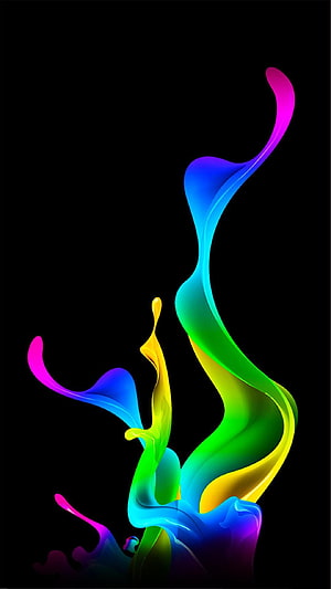 Vibrant Rainbow Liquid Ink Splash on Black Background HD phone wallpaper