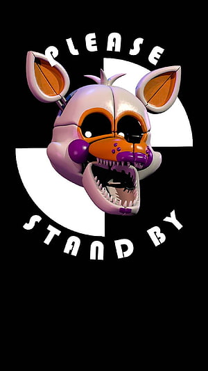 FNAF Mangle animatronic head with open jaw and sharp teeth on black background HD phone wallpaper