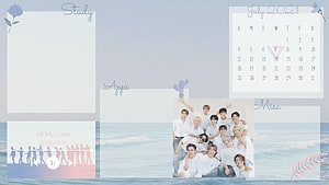 Seventeen Kpop Group Beach Photo Desktop Organizer Layout HD wallpaper