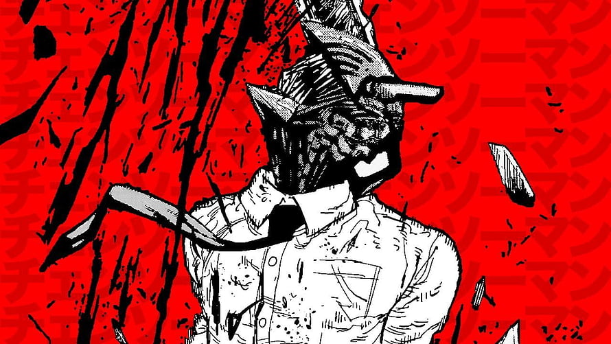 Chainsaw Man Fiend Character Illustration in High Contrast Red and Black Comic Style HD wallpaper