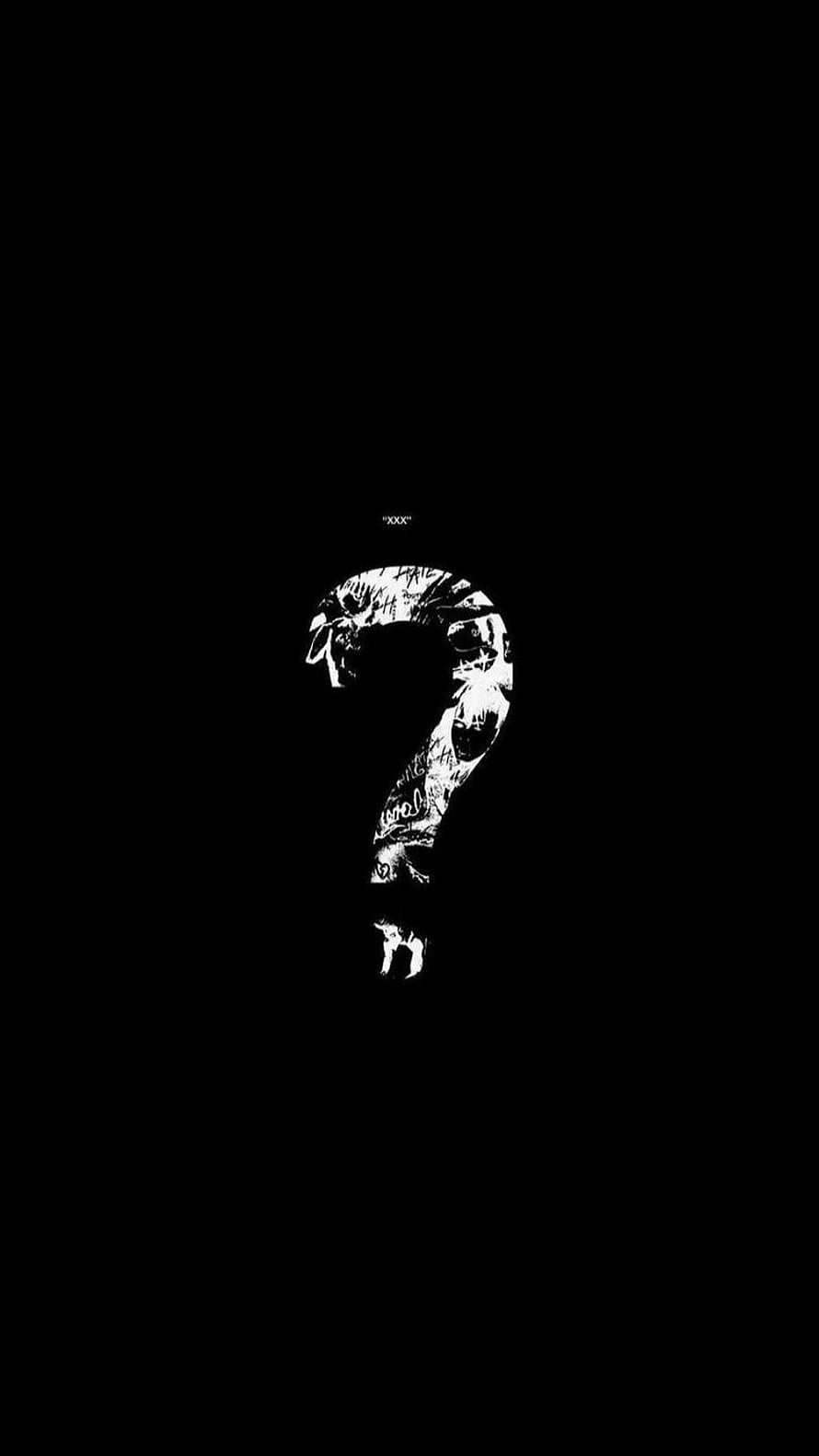 XXXTentacion Question Mark Silhouette Black and White Minimalist Art HD phone wallpaper