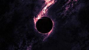 Cosmic Black Hole with Vibrant Pink Accretion Disk in Deep Space Nebula HD wallpaper