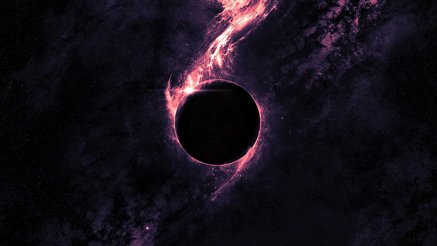 Cosmic Black Hole with Vibrant Pink Accretion Disk in Deep Space Nebula HD wallpaper
