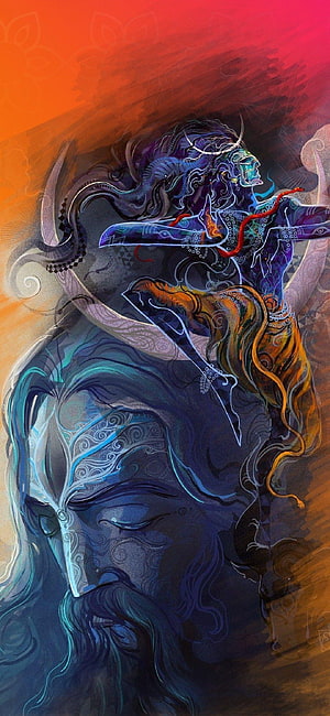 Lord Shiva Digital Art with Nandi and Cosmic Energy HD phone wallpaper