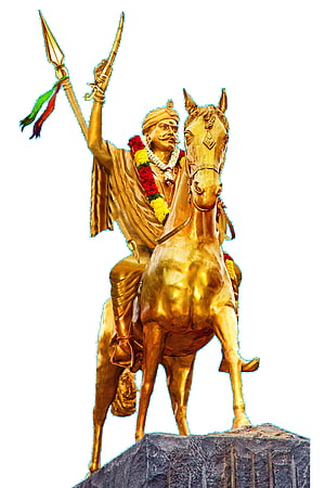 Golden Equestrian Statue of Dheeran Chinnamalai Holding Spear and Bow HD phone wallpaper