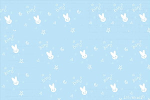 Cute Pastel Blue Baby Bunny Pattern with Stars and Hearts HD wallpaper
