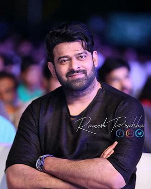 Prabhas Confident Portrait in Black Shirt at Public Event HD phone wallpaper