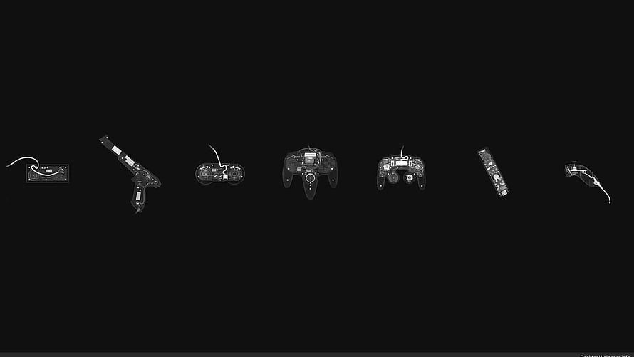 Minimalist Gaming Controller Line Art on Black Background HD wallpaper