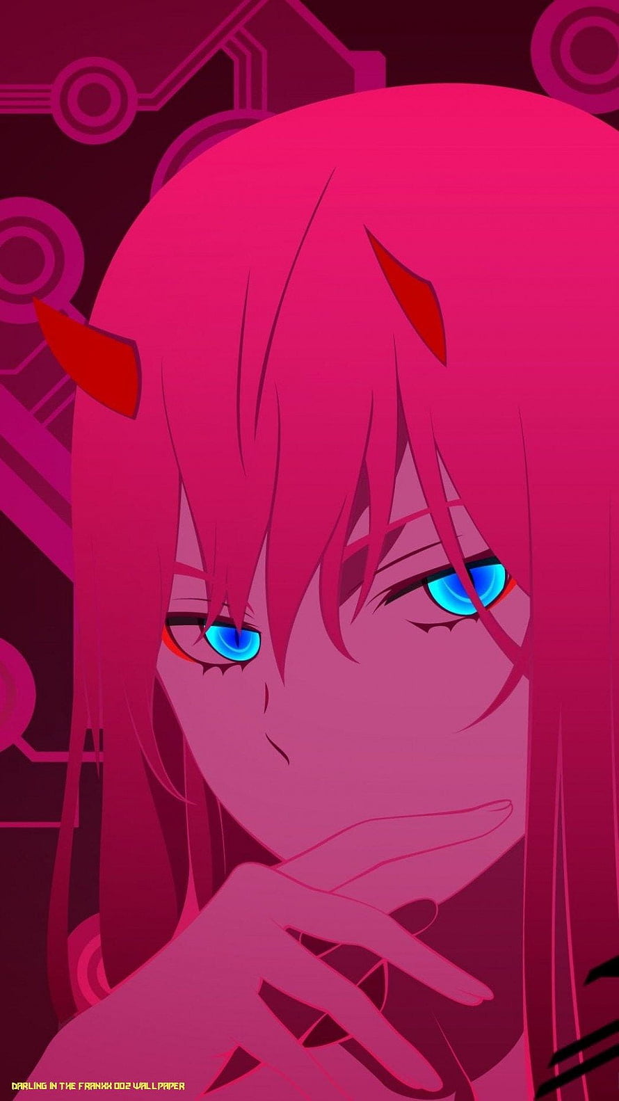 Zero Two from Darling in the Franxx Anime Character Portrait with Neon Pink Hair and Blue Eyes HD phone wallpaper