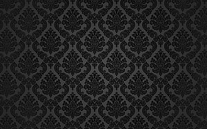 Elegant Black Damask Pattern with Vintage Floral Motifs and Ornate Scrollwork HD wallpaper