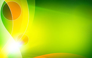 Vibrant Green and Yellow Abstract Background with Radiant Light Rays and Geometric Circles HD wallpaper