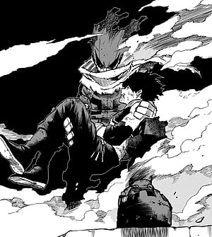 My Hero Academia Chapter 307: Vigilante Deku in Intense Black and White Manga Action HD phone wallpaper