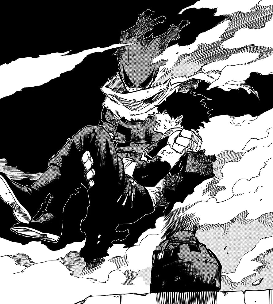 My Hero Academia Chapter 307: Vigilante Deku in Intense Black and White Manga Action HD phone wallpaper