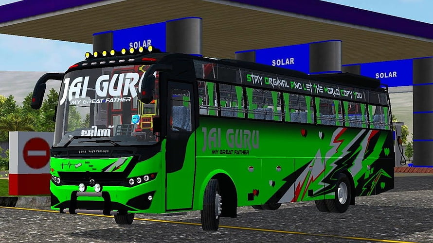 Jai Guru Green Tourist Bus Livery Design at Solar Station HD wallpaper