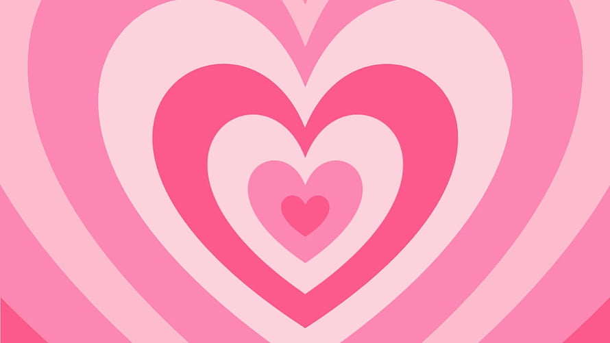 Concentric Pink Hearts Pattern in Powerpuff Girls Style HD wallpaper