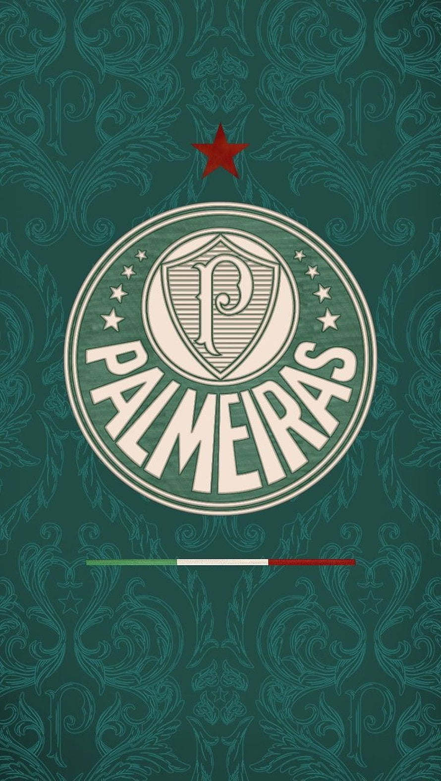 Palmeiras Football Club Vintage Crest Emblem on Ornate Green Damask Background HD phone wallpaper
