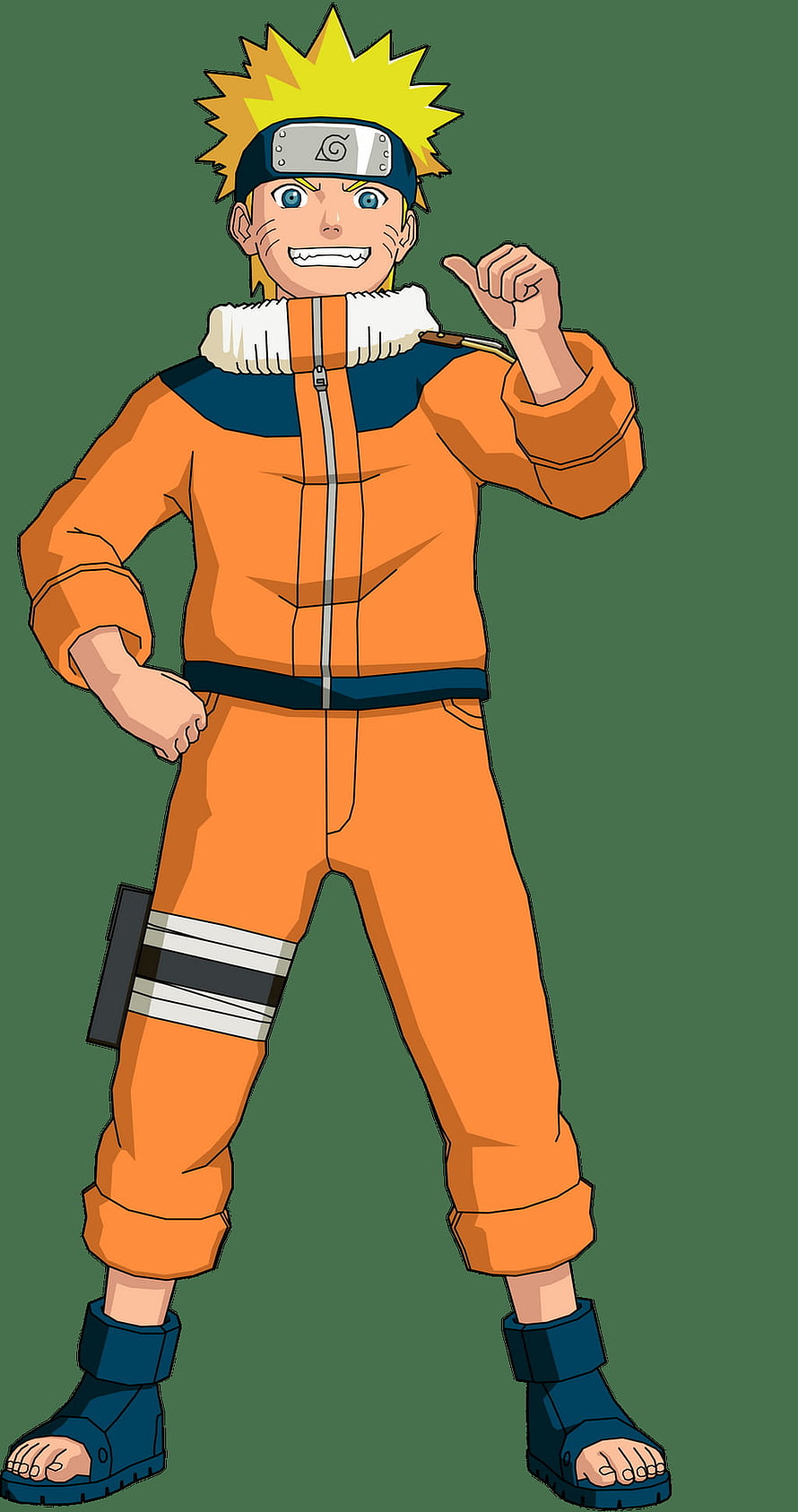 Naruto Uzumaki Full Body Character Art in Orange Jumpsuit and Headband HD phone wallpaper