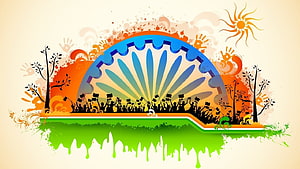 India Republic Day Celebration Illustration with Ashoka Chakra and Tricolor Palette HD wallpaper