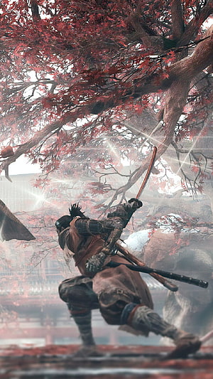 Sekiro Shadows Die Twice Samurai Warrior Under Autumn Maple Tree HD phone wallpaper