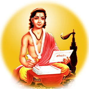 Sant Dnyaneshwar Writing Manuscript with Oil Lamp and Sacred Text HD phone wallpaper