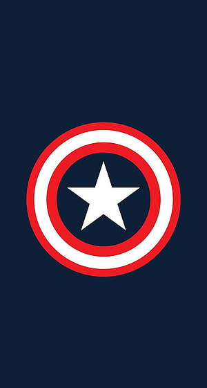 Captain America Shield Emblem on Dark Navy Background Minimalist Marvel Icon HD phone wallpaper
