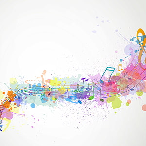 Vibrant Watercolor Music Notes on Abstract White Background HD phone wallpaper