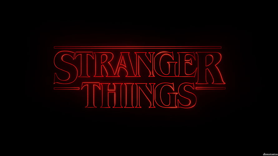 Stranger Things Neon Logo on Black Background HD wallpaper