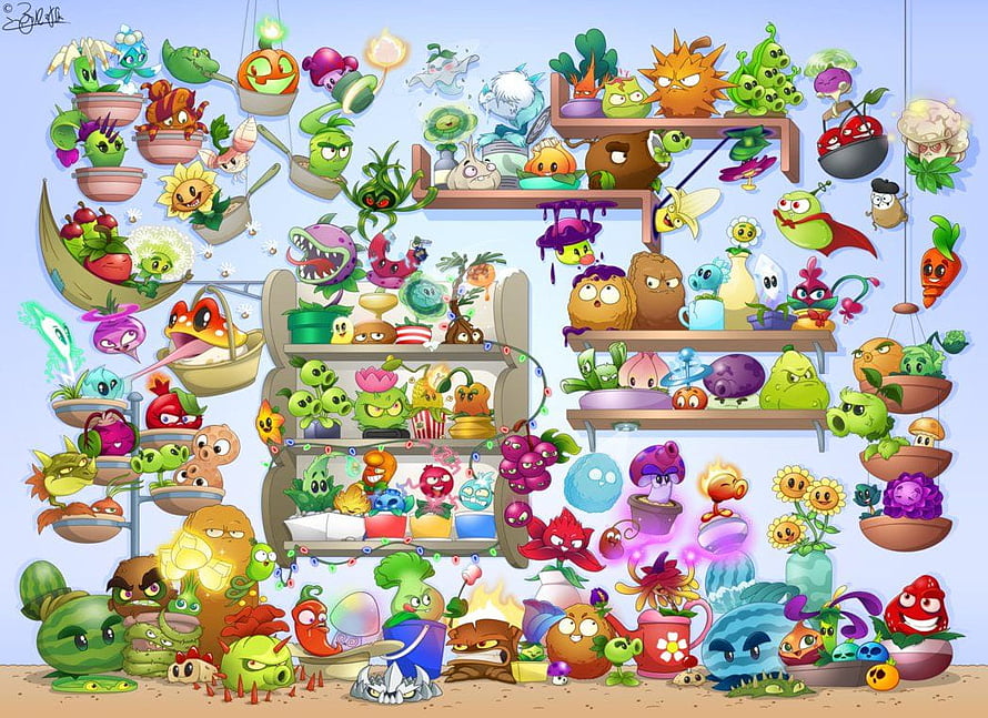 Plants vs Zombies 2 Character Collection Illustration HD wallpaper