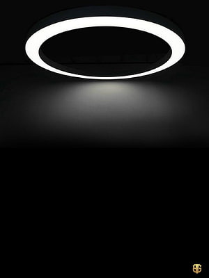 Minimalist Circular Ring Light Fixture Against Dark Ceiling HD phone wallpaper