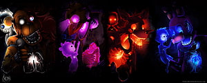 Five Nights at Freddy's Nightmare Animatronics with Glowing Eyes and Dark Horror Art HD wallpaper