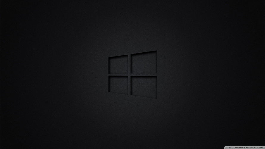 Windows 11 Dark Mode Minimalist Desktop Background with Subtle Logo HD wallpaper
