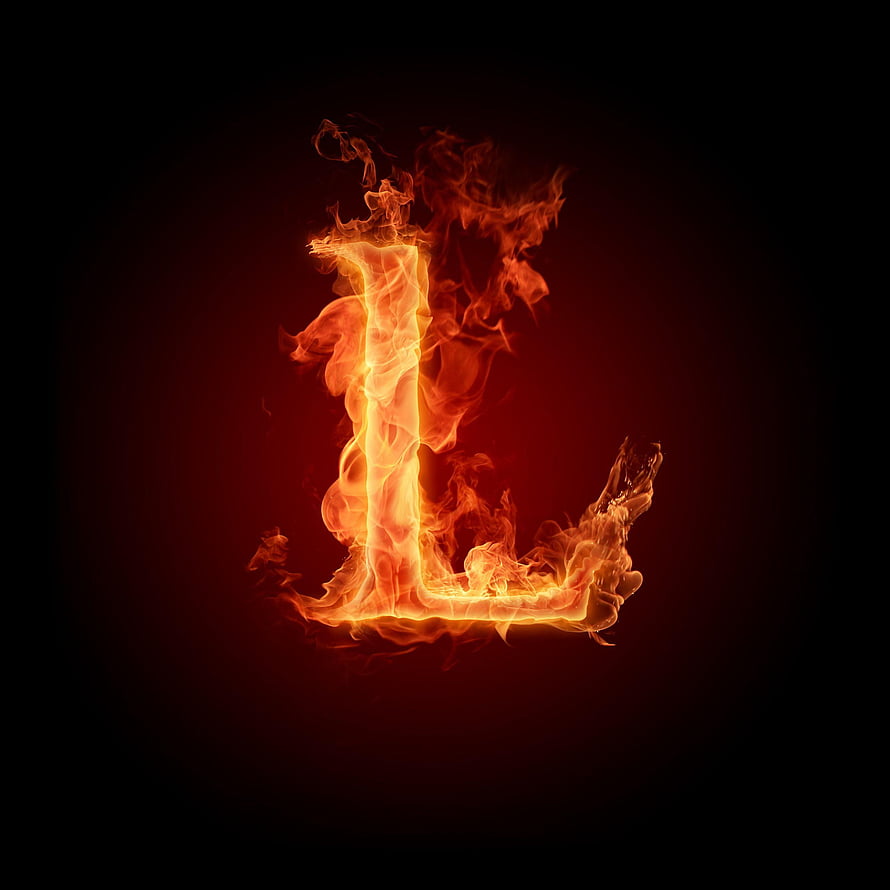Flaming Letter L Fire Typography Design on Dark Background HD phone wallpaper
