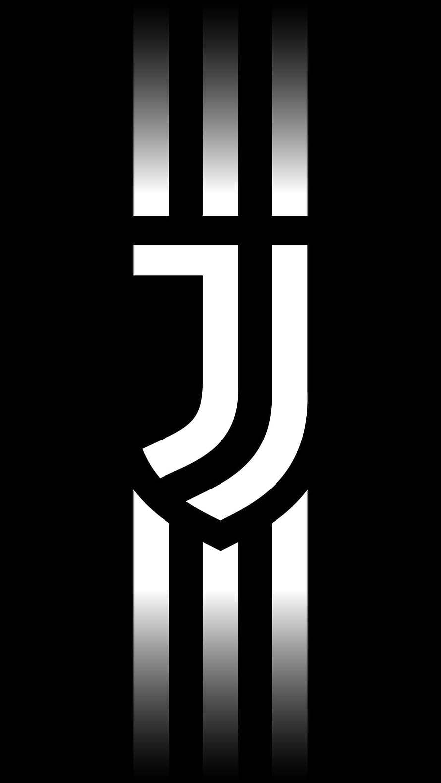 Juventus FC Minimalist Monochrome Crest with Vertical Stripes on Black Background HD phone wallpaper