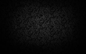 Elegant Black Damask Pattern with Ornate Floral Scrollwork and Vignette HD wallpaper
