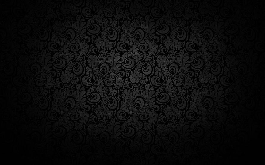 Elegant Black Damask Pattern with Ornate Floral Scrollwork and Vignette HD wallpaper