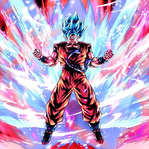 Goku Super Saiyan Blue Kaioken Powering Up with Vibrant Energy Burst HD phone wallpaper