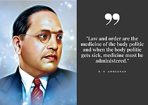 B. R. Ambedkar Portrait with Law and Order Quote on Dark Background HD wallpaper