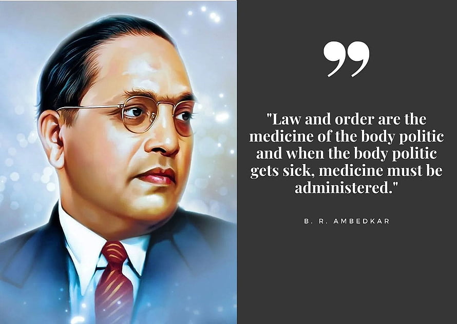 B. R. Ambedkar Portrait with Law and Order Quote on Dark Background HD wallpaper