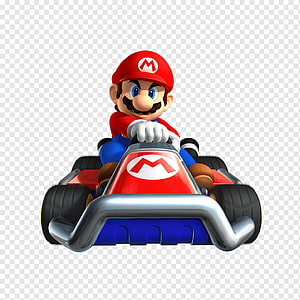 Mario in Red Kart with M Emblem on Transparent Background HD phone wallpaper