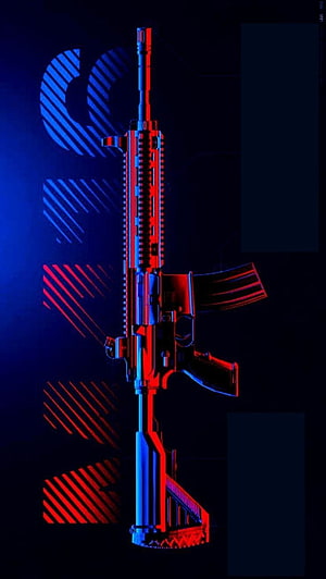 Neon Red and Blue M416 Rifle Artwork for BGMI and PUBG Mobile Fans HD phone wallpaper