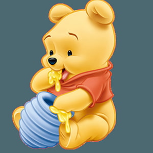 Baby Winnie the Pooh Eating Honey From a Blue Pot in a Cute Digital Illustration HD phone wallpaper